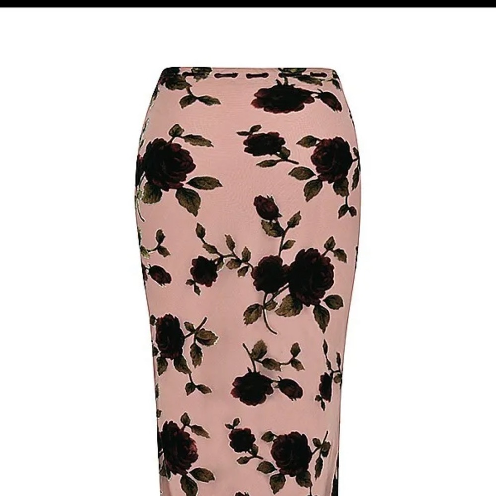 House of CB Bias Cut Skirt and matching Devore Velvet Georgette Crop Tan… - Picture 16 of 16